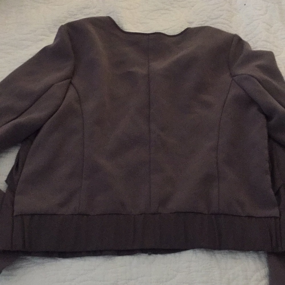 Gap Ruffle Zip Jacket Blazer Large Gray Euc - image 4